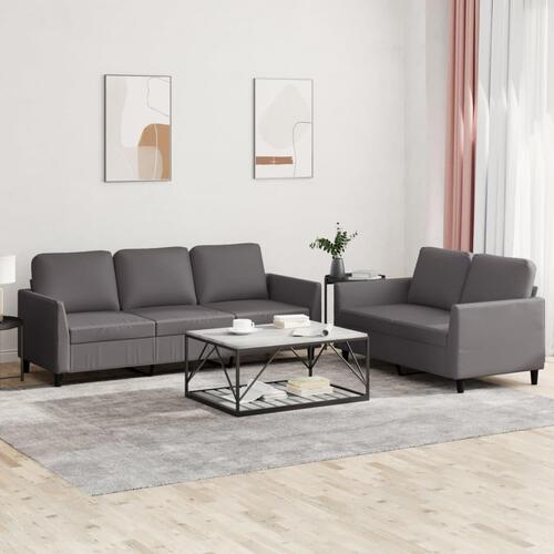 2 personers sofa med hynder kunstlæder grå