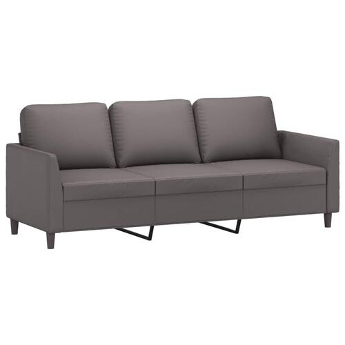 2 personers sofa med hynder kunstlæder grå
