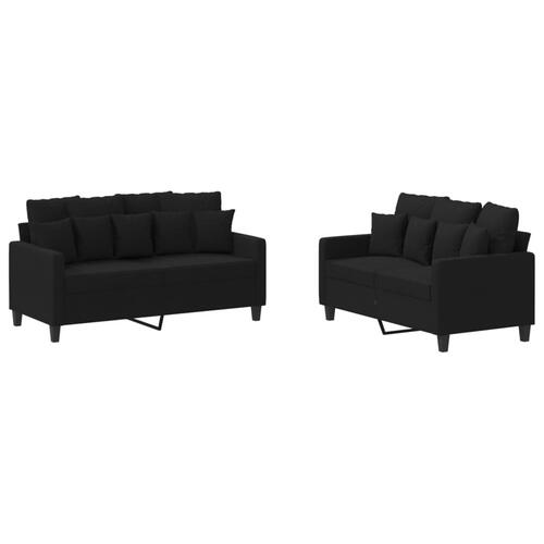 2 personers sofa med hynder stof sort