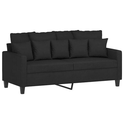 2 personers sofa med hynder stof sort