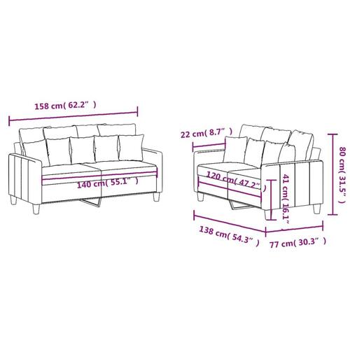 2 personers sofa med hynder stof sort