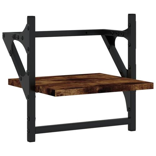 Væghylder med stænger 2 stk. 30x25x30 cm røget egetræsfarve