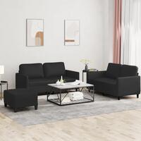 3 personers sofa med hynder kunstlæder sort