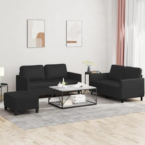 3 personers sofa med hynder kunstlæder sort