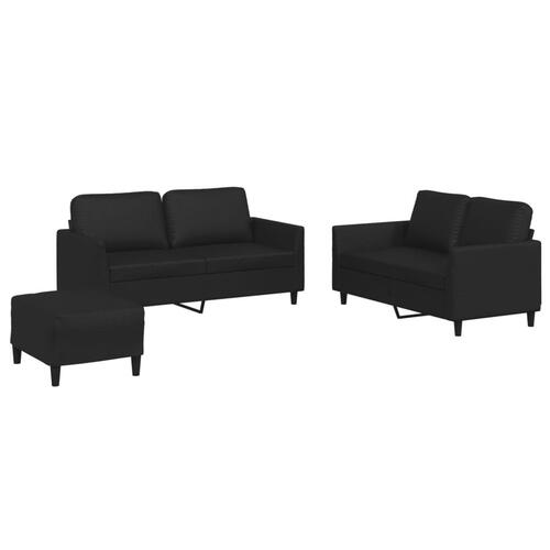 3 personers sofa med hynder kunstlæder sort