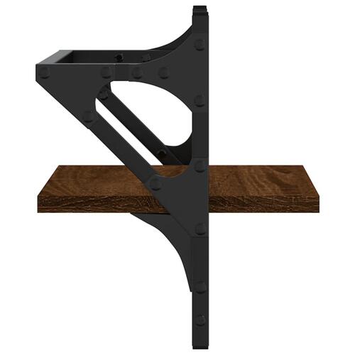 Væghylder med stænger 2 stk. 30x25x30 cm brun egetræsfarve