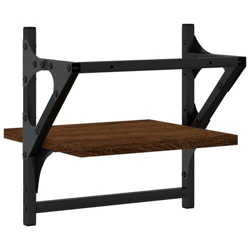 Væghylder med stænger 2 stk. 30x25x30 cm brun egetræsfarve