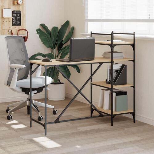 Computerbord med hylder 120x47x109 cm sonoma-eg