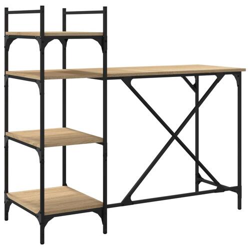 Computerbord med hylder 120x47x109 cm sonoma-eg