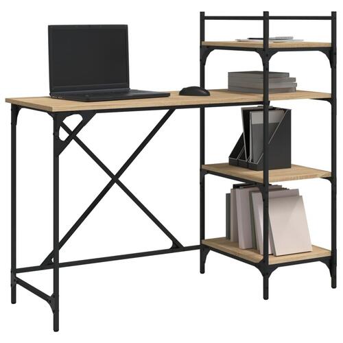 Computerbord med hylder 120x47x109 cm sonoma-eg