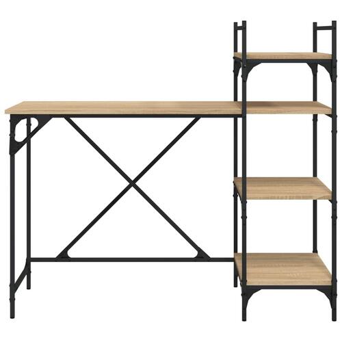 Computerbord med hylder 120x47x109 cm sonoma-eg