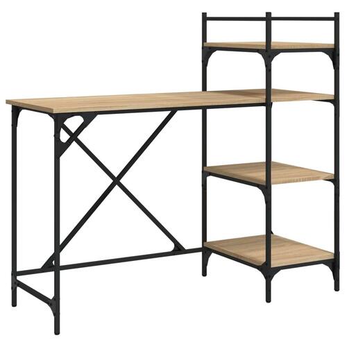 Computerbord med hylder 120x47x109 cm sonoma-eg
