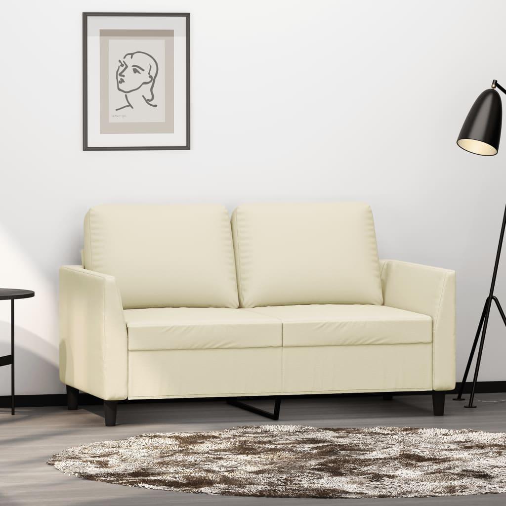 2-personers sofa 120 cm kunstlæder cremefarvet