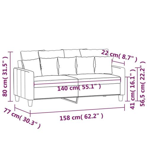 2-personers sofa 140 cm stof vinrød