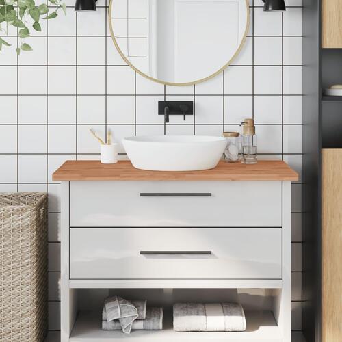 Bordplade til badeværelse 100x60x2,5 cm massivt bøgetræ