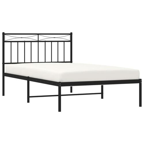 Sengeramme med sengegavl 100x200 cm metal sort