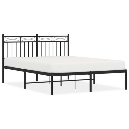 Sengeramme med sengegavl 135x190 cm metal sort