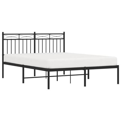 Sengeramme med sengegavl 135x190 cm metal sort
