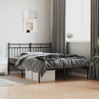 Sengeramme med sengegavl 140x200 cm metal sort