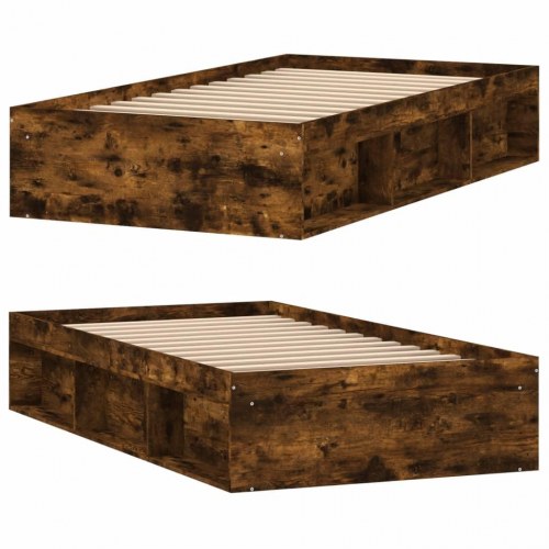 Sengeramme 100x200 cm - røget egetræsfarve med opbevaring