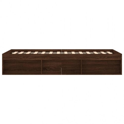 Sengeramme 100x200 cm - brun egetræsfarve med opbevaring