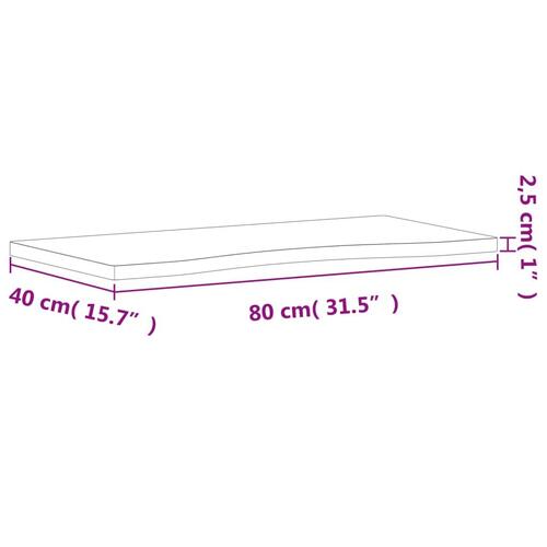 Skrivebordsplade 80x(36-40)x2,5 cm massivt bøgetræ