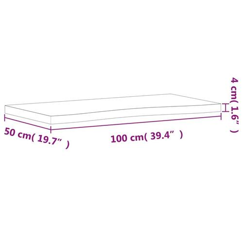 Skrivebordsplade 100x(45-50)x4 cm massivt bøgetræ