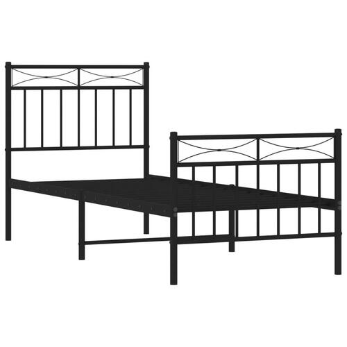 Sengeramme med sengegavl og fodgærde 75x190 cm metal sort