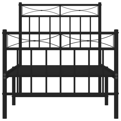 Sengeramme med sengegavl og fodgærde 75x190 cm metal sort