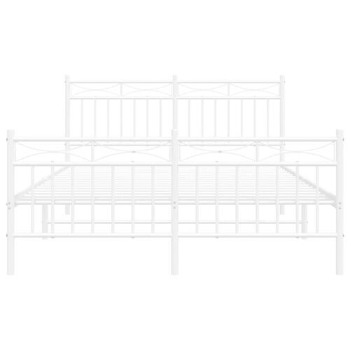Sengeramme med sengegavl og fodgærde 135x190 cm metal hvid