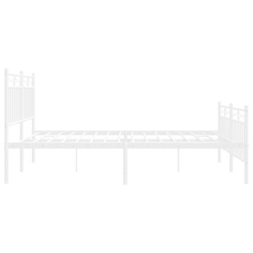 Sengeramme med sengegavl og fodgærde 135x190 cm metal hvid