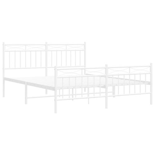 Sengeramme med sengegavl og fodgærde 150x200 cm metal hvid