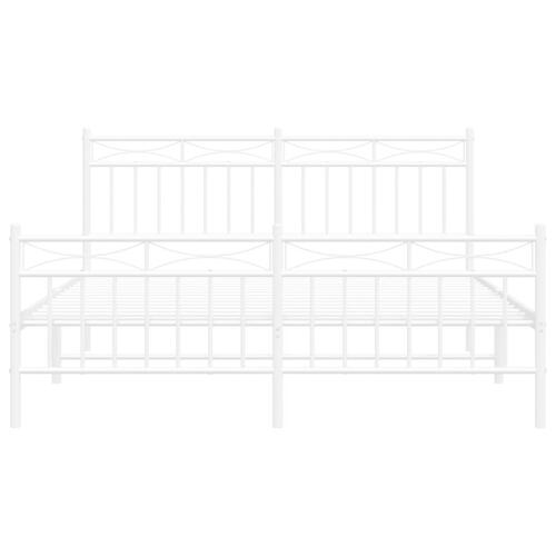 Sengeramme med sengegavl og fodgærde 150x200 cm metal hvid