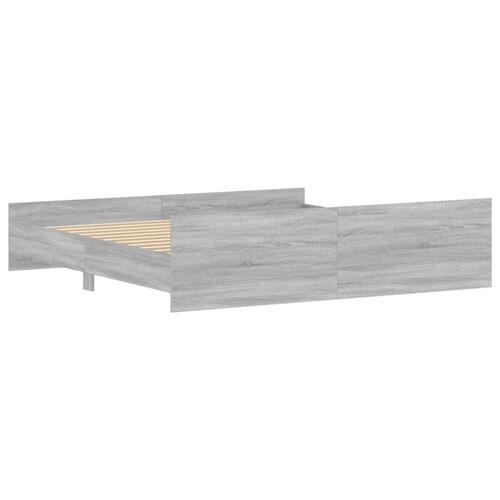 Sengeramme med sengegavl og fodgærde 200x200 cm grå sonoma-eg
