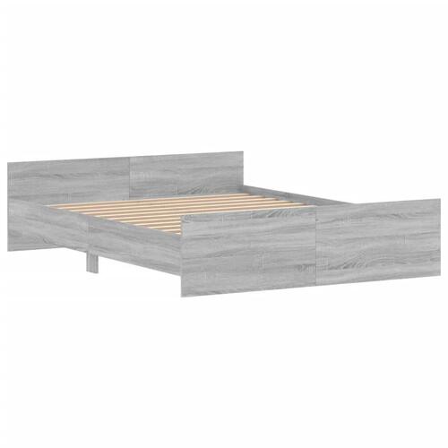Sengeramme med sengegavl og fodgærde 150x200 cm grå sonoma-eg