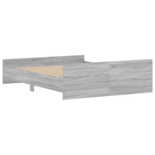 Sengeramme med sengegavl og fodgærde 150x200 cm grå sonoma-eg
