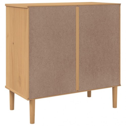 Kommode SENJA i massivt fyr med rattanlook, 80×40×80 cm - brun