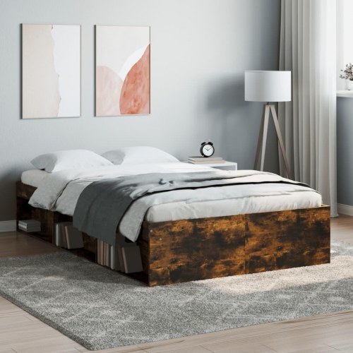 Sengeramme 120x190 cm - røget egetræsfarve med opbevaring