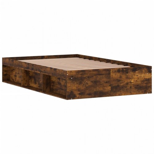 Sengeramme 120x190 cm - røget egetræsfarve med opbevaring