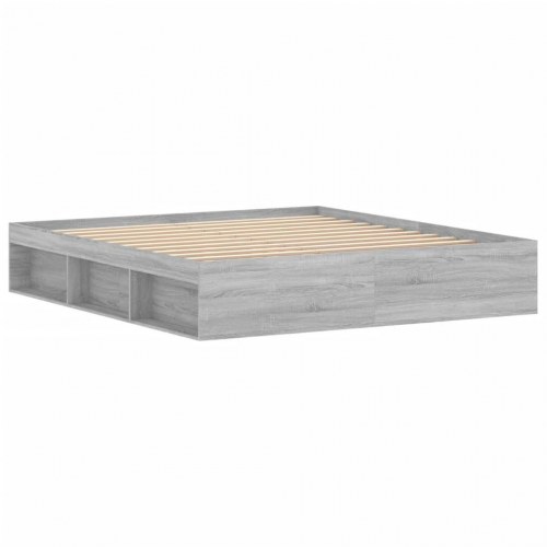 Sengeramme 180x200 cm - grå sonoma-eg med opbevaring
