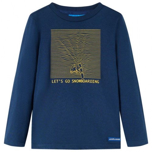 Langærmet T-shirt til børn str. 140 marineblå