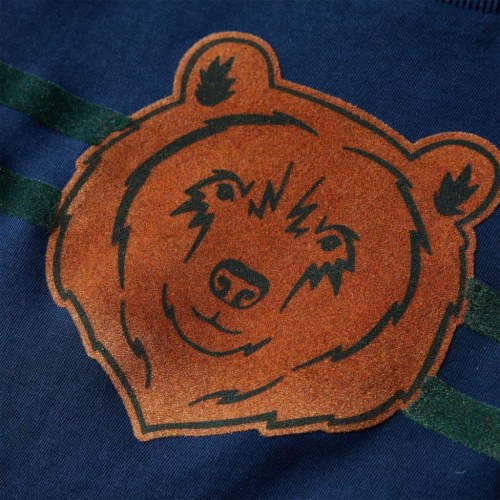 Langærmet T-shirt til børn med bjørneprint - marineblå, str. 104