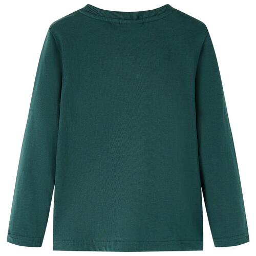 Langærmet T-shirt til børn str. 128 mørkegrøn