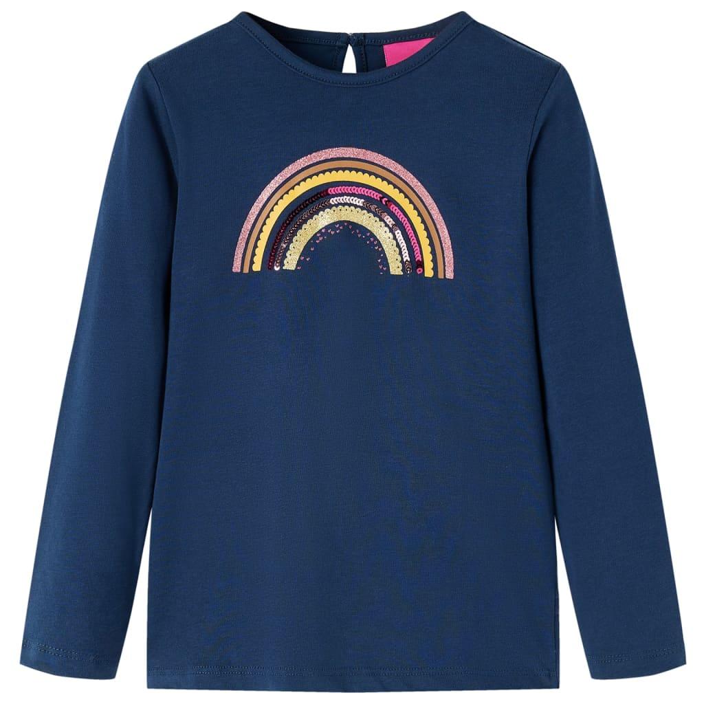 Langærmet T-shirt til børn str. 140 marineblå