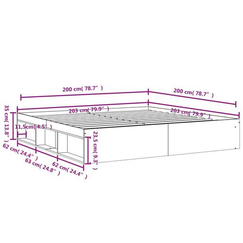 Sengeramme 200x200 cm betongrå