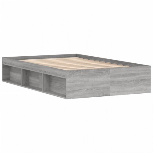 Sengeramme 120x190 cm - grå sonoma-eg med opbevaring