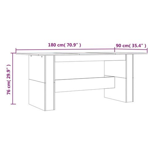 Spisebord 180x90x76 cm konstrueret træ grå sonoma-eg