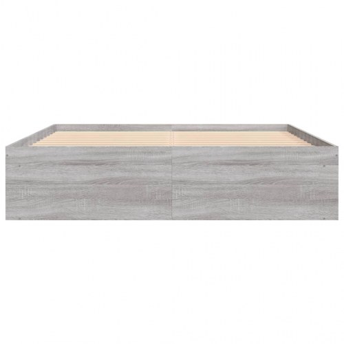 Sengeramme 160x200 cm - grå sonoma-eg med opbevaring