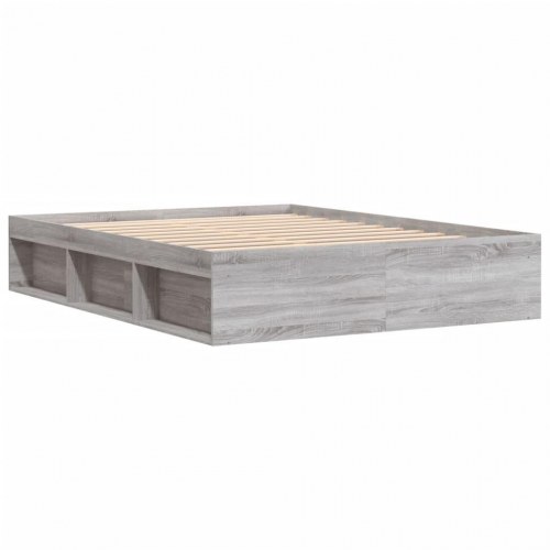 Sengeramme 160x200 cm - grå sonoma-eg med opbevaring
