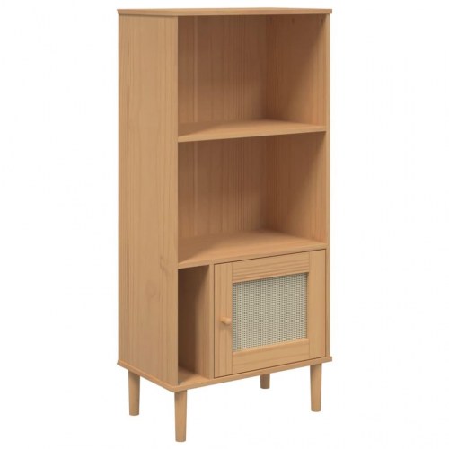 Bogreol SENJA med rattanlook - brun, 60 x 35 x 130 cm